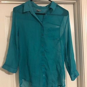 Button up, shear, teal